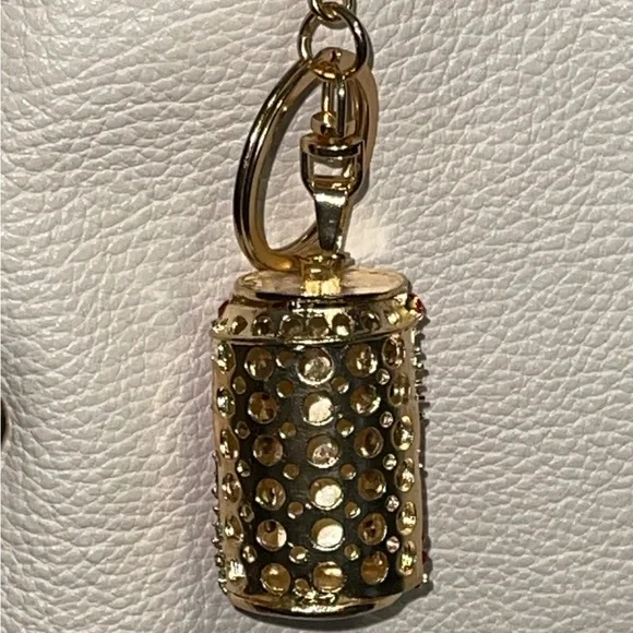 Bag Charm Coca Cola Can Keychain NEW Red Rhinestones Split Key Ring Soda Coke - Picture 7 of 8